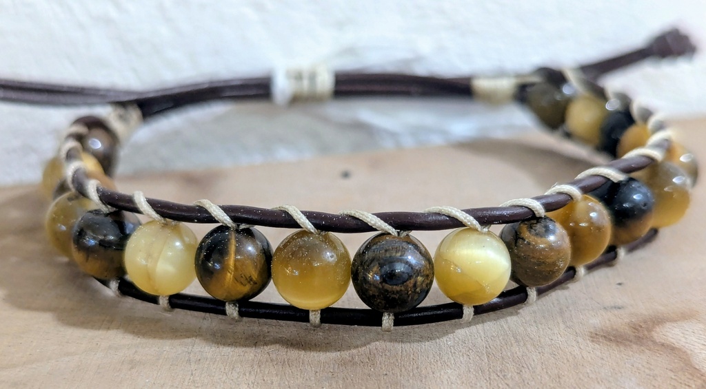 Oeil de tigre et cuir
