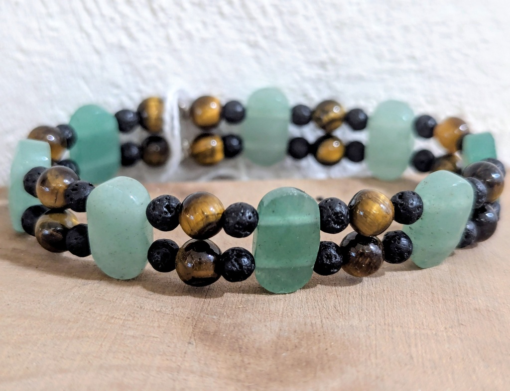 Aventurine, lave et oeil de tigre